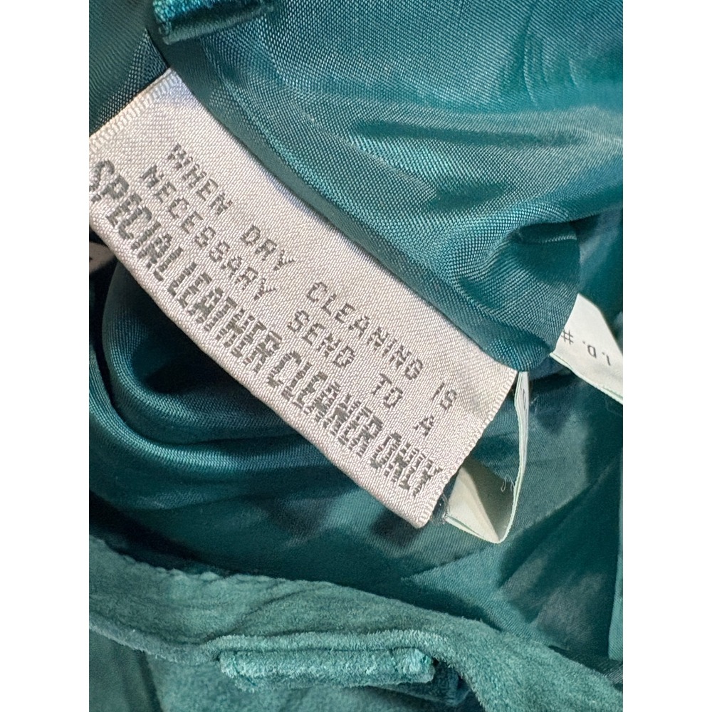 Vintage Casual Corner Teal Green Suede Leather High Waisted Pleated Shorts Sz 8 - Picture 7 of 7